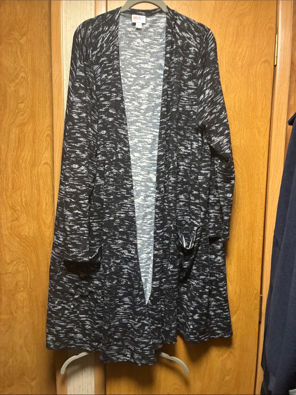 LuLaRoe Black & Gray Open-Front Duster Cardigan